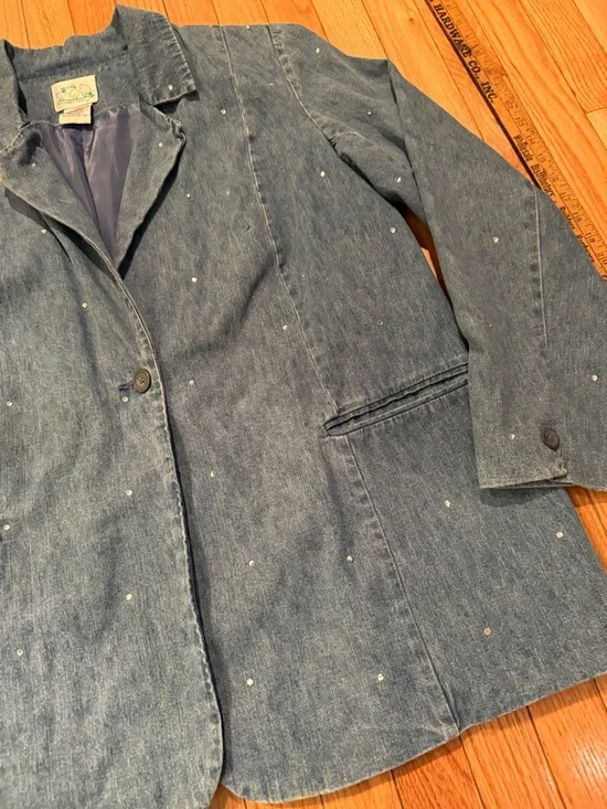 VTG Quacker Factory Denim Jacket Sequins- 1X - Picture 5 of 9